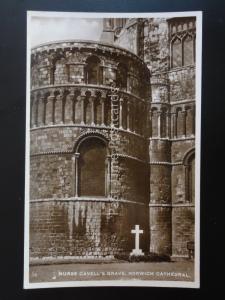 Norfolk NURSE CAVELL GRAVE Norwich Cathedral - Old RP Postcard by Excel