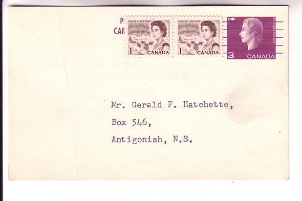 Canada Postal Stationery Elizabeth II 3 Cents Stamps Added to Prepaid Postcar...