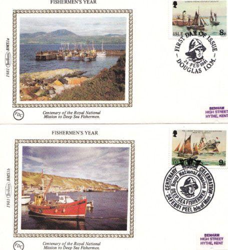 Fishermens Year Isle Of Man Benham 2x First Day Cover