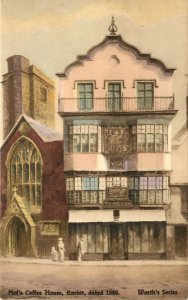 Vintage Hand-Colored Postcard; Mol's Coffee House Exeter Devon England UK