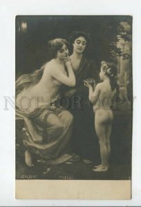 433888 SCALBERT Nude Nymph w/ Nest Birds Vintage postcard