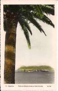 RPPC Algeciras, Spain, Rock of Gibraltar from Hotel Christina, Tinted 1930s