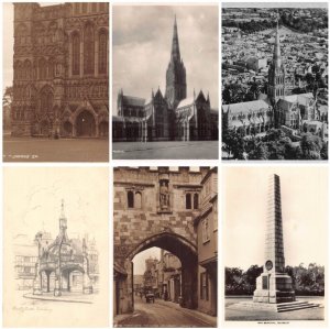 England Salisbury War Memorial Cathedral etc lot of 6 postcards B882