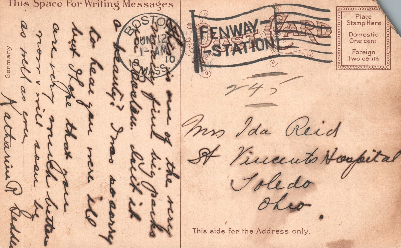 Vintage Postcard 1910's Bird's Eye View Of Public Garden Boston