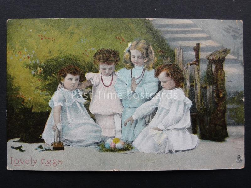 Lovely Eggs CHILDREN KNEELING AROUND EGGS c1907 by Raphael Tuck 6901