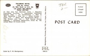 Palomino Motel In Las Vega, New Mexico Indoor/Outdoor Views Postcard Unused UNP 