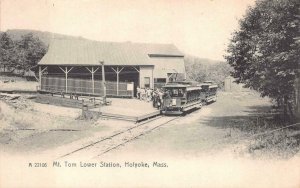MT. TOM LOWER STATION TRAIN DEPOT HOLYOKE MASSACHUSETTS POSTCARD (c. 1905)