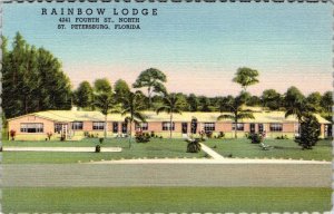St Petersburg, FL Florida RAINBOW LODGE~Stanley Hatfield ROADSIDE MOTEL Postcard