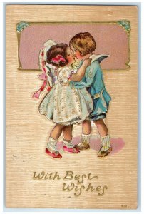 c1910's Couple Children Sweetheart Romance Embossed Trenton NJ Antique Postcard