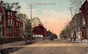 YORK PENNSYLVANIA MARKET STREET POSTCARD 1912 ROHRERSTOWN PA PSTMK