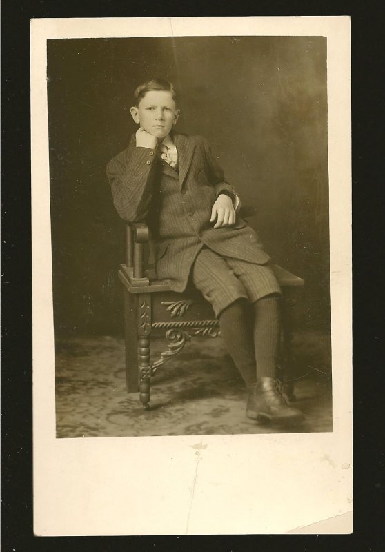 Vernon Photo Co Vernon BC Young Man Posing Black & White Real Photo Postcard