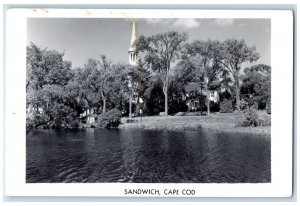 c1950's View Of River And House Church Sandwich Cape Cod MA RPPC Photo Postcard