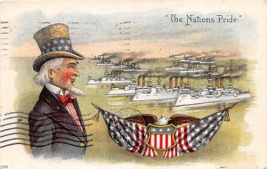 The Nations Pride USA Uncle Sam 1908 postal marking on front, paper wear on f...