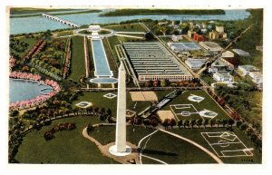 Postcard DC Washington Monument Lincoln Memorial Bridge and Potomac River