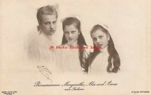 German Royalty, RPPC, Saxony Princesses Margarethe, Alix & Anna