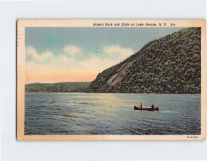 Postcard Rogers Rock and Slide on Lake George New York USA
