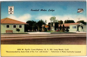 Randall Motor Lodge, Pacific Coast Highway Long Beach CA Vintage Postcard C61
