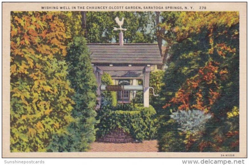 New York Saratoga Springs Wishing Well In The Chauncey Olcott Garden 1938 Cur...