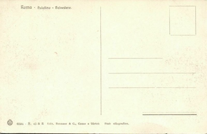 italy, ROMA ROME, Palatino Belvedere (1910s) Postcard