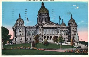 Vintage Postcard 1936 State Capitol Bldg. Landmark Des Moines Iowa Hyman's Pub.