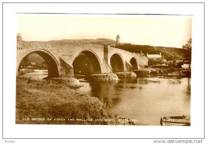 RP; Old Bridge of Forth and Wallace Monument, Stirling, Scotland, United King...