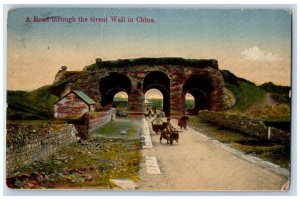 China Postcard View of a Road Through the Great Wall c1910 Antique Posted
