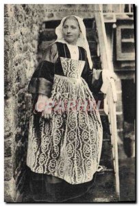 Old Postcard Folklore Girl Baud The big party costume