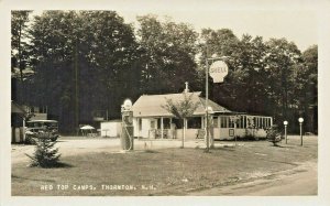 Thornton NH Red Top Cabins Shell Gas Station Parking Area Real Photo Postcard