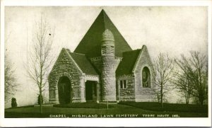 Postcard Chapel at Highland Lawn Cemetery in Terre Haute, Indiana