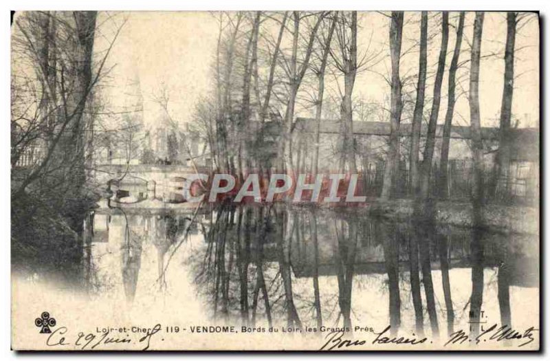 Old Postcard Vendome Bords Du Loir Les Grands Pres