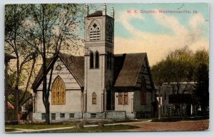 Mechanicsville Iowa~Methodist Episcopal ME Church~Barber Shop Pole~Houses~c1910