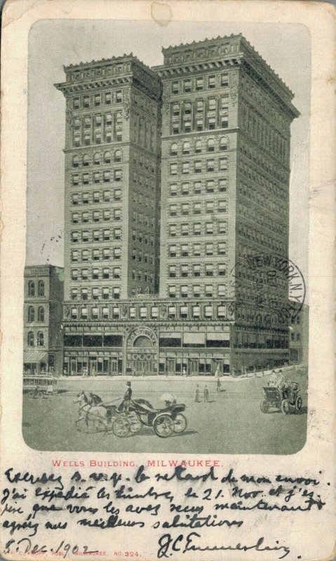 USA Wells Building Milwaukee Wisconsin Vintage Postcard 07.58 