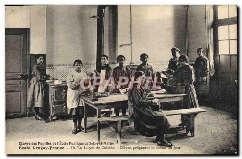 Old Postcard Public School School Uruguay Seine et Marne France's cooking les...