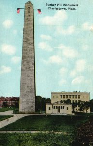 Vintage Postcard Bunker Hill Monument Landmark Charlestown Massachusetts MA TBI