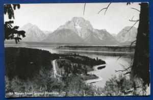 Wyoming wy Mt Moran from Signal Mountain real photo postcard RPPC