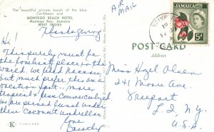 Vintage Postcard Blue Caribbean Montego Private Beach Hotel Montego Bay Jamaica