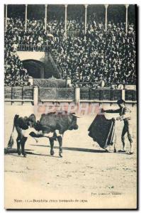 Postcard Old Bombita Chico Capa Toreando Bullfighting Bull