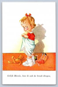 J98/ Teddy Bear Interesting Postcard c1910 Child Belgium Shadow 310