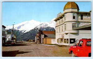 SKAGWAY, AK Alaska ~ Street Scene Historic GOLDEN NORTH HOTEL c1960s  Postcard