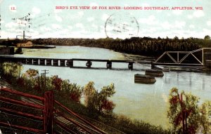 Wisconsin Appleton Birds Eye View Of Fox River Looking Southeast1909