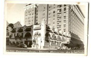 RPPC Postcard Davenport Hotel Spokane Washington WA Vintage Cars 1948