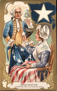 George Washington Patriotic Betsey Ross 5 Point Star Gilt Embossed 1900s-20s PC