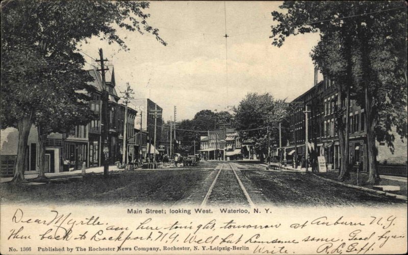 Waterloo NY Main St. West c1905 Postcard