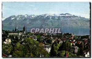 Lausanne - Generale view and Savoy Alps - Old Postcard