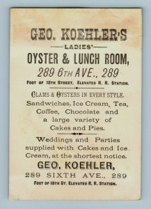 1880's Geo. Koehler's Ladies' Oyster & Lunch Room Clams Ice Cream Girl Dog P159