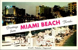 Florida Greetings From Miami Beach Beach  Split View