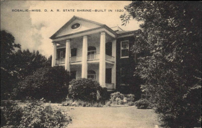 Rosalie Mississippi MS D.A.R. State Shrine Civil War Vintage Postcard