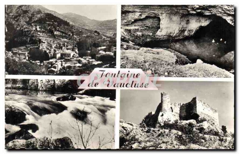 Old Postcard Fontaine de Vaucluse General View The Source Cascades Chateau Pe...