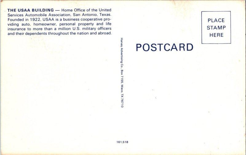 Postcard Home Office of US Automobile Association, USAA San Antonio, Texas JV13
