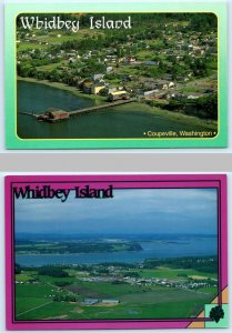 2 Postcards COUPEVILLE, WHIDBEY ISLAND Washington WA ~ Aerial Views  4x6